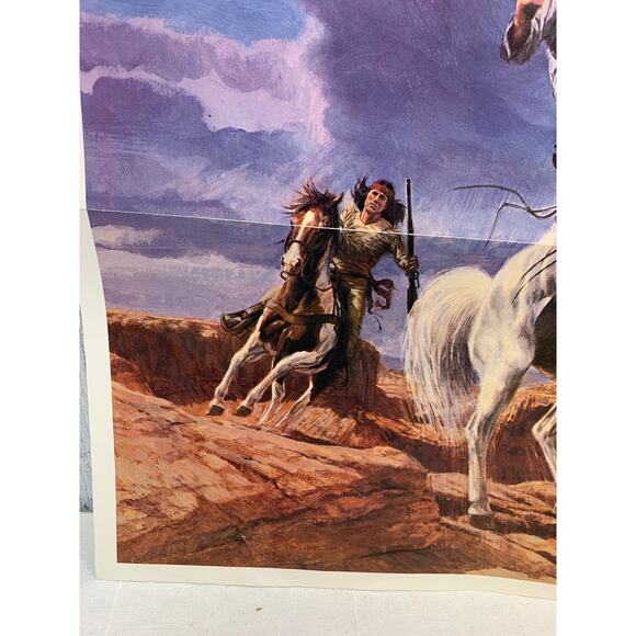 Vintage 1980 Lone Ranger Television Silver Tonto Good Luck Artwork Poster Print - Picture 3 of 5